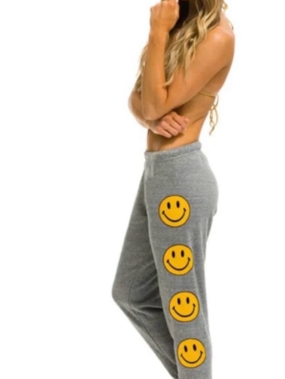 Aviator Nation Pants Women’s XL Yellow Smiley Faces